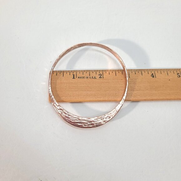 Milor Italy Bronze Rose Gold Hammered set of 5 Stackable Bangle Bracelet, modern - Picture 3 of 7